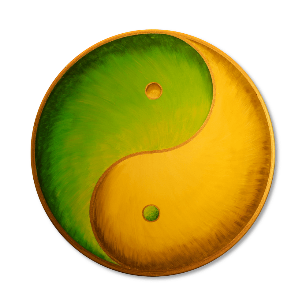 Leinwandbild Yin Yang Grüne Erde in Gold ab Größe 50cm - Energiebild handgemalt