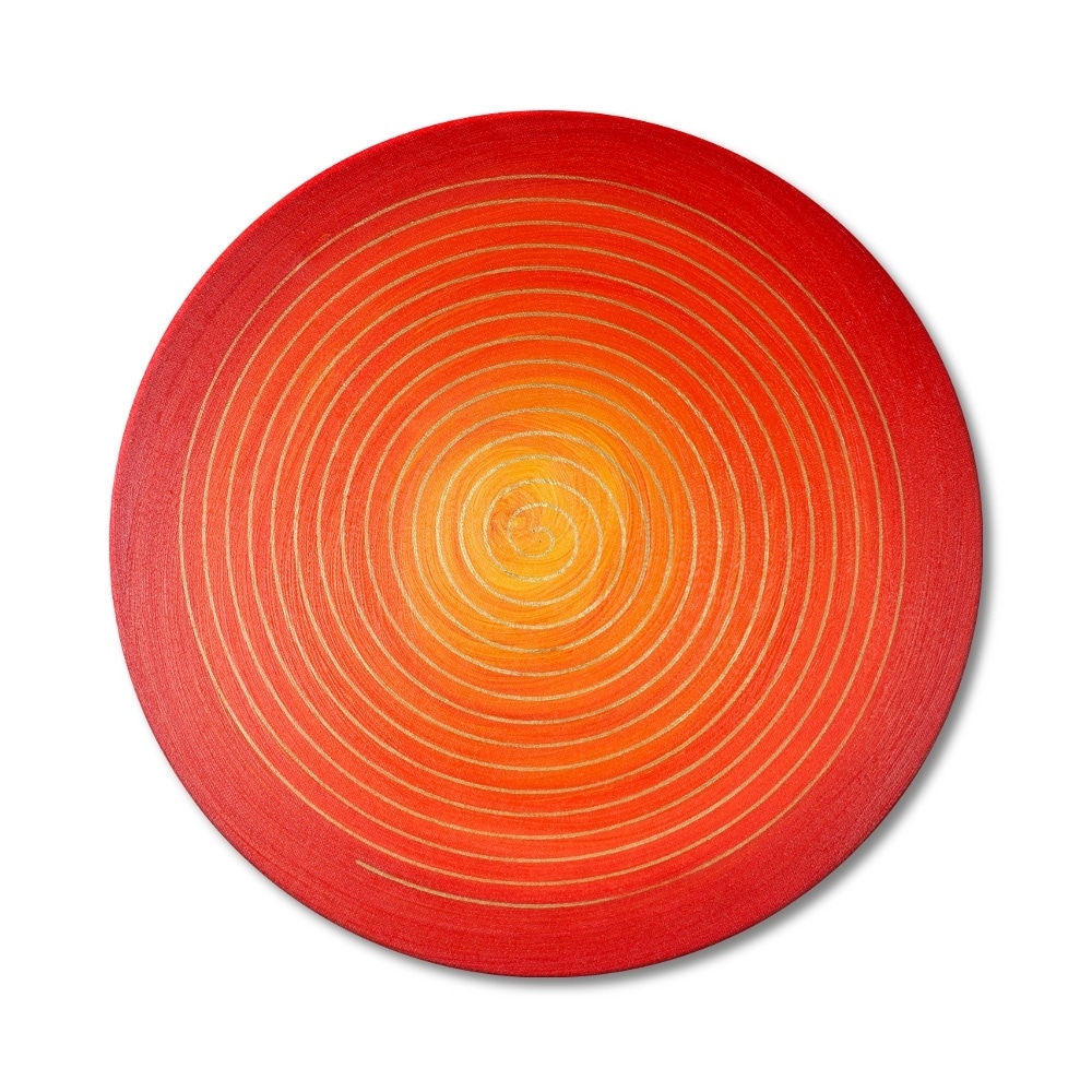 Leinwandbild Spirale Kraft der Weiblichkeit in Gold rund ab Größe 30 cm - Energiebild handgemalt
