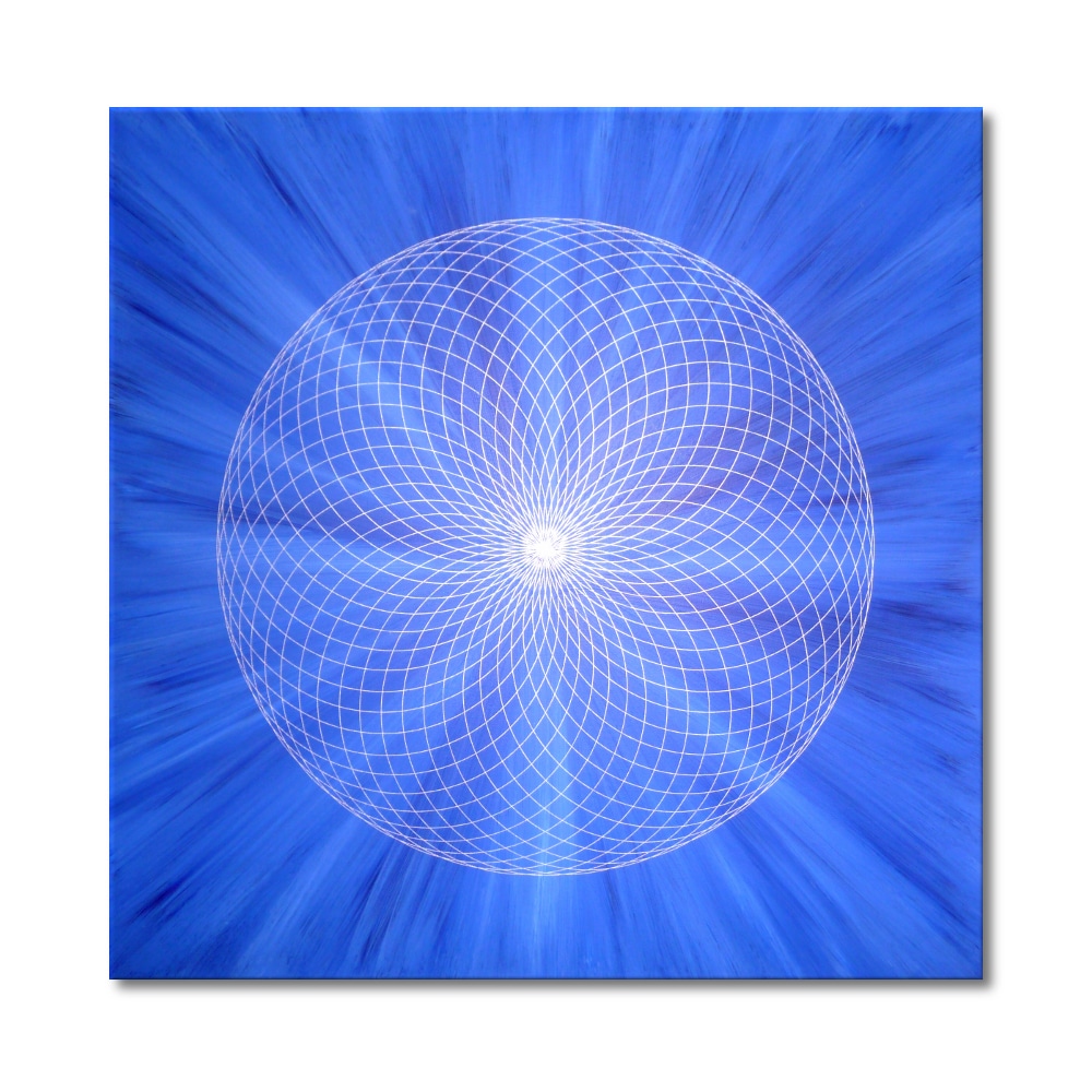 Leinwandbild Torus ruhendes Herz in Silber ab Größe 30cm x 30cm - Energiebild handgemalt