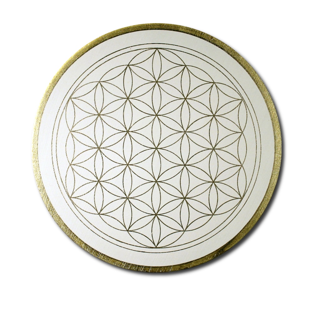 Blume des Lebens Leinwandbild Klarheit in Gold ab Größe 30 cm - Energiebild handgemalt