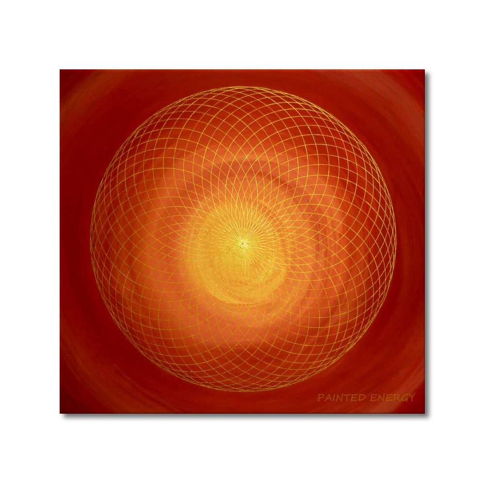 Leinwandbild Torus starkes Herz in Gold ab Größe 30cm x 30cm - Energiebild handgemalt