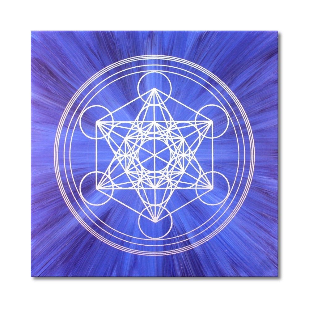 Leinwandbild Würfel des Metatron Evolution in Silber ab Größe 50cm x 50cm - Energiebild handgemalt