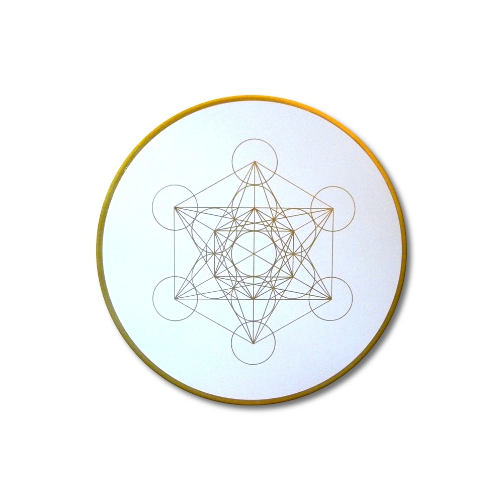 Würfel des Metatron Wandbild Erkenntnis in Gold ab Größe 50cm - Energiebild handgemalt
