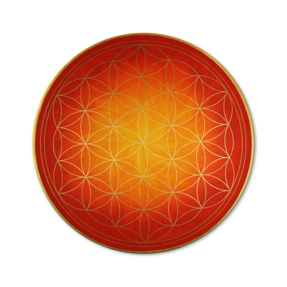 Blume des Lebens Wandbild Feueratem in Gold ab Größe 30cm - Energiebild handgemalt