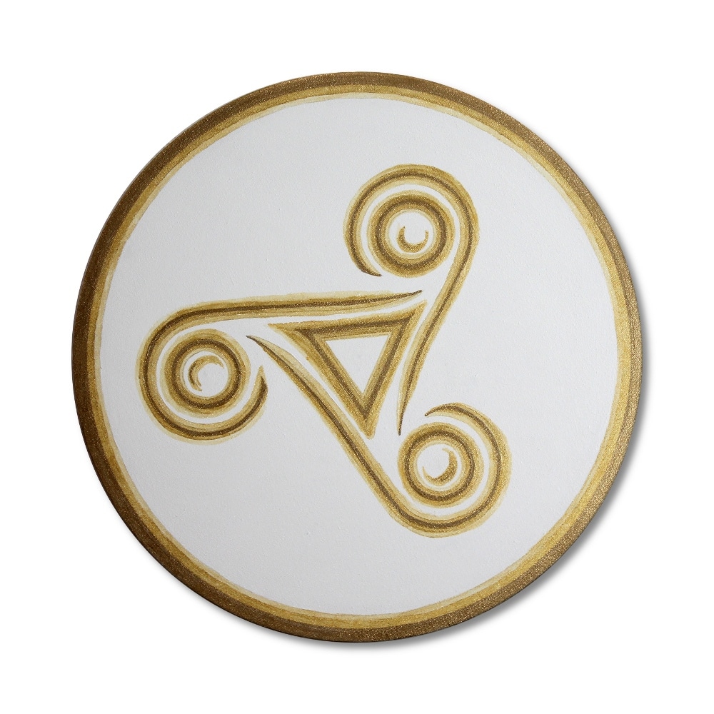 Wandbild keltische Triskele in Gold "Trinity" ab Größe 30cm - Energiebild handgemalt