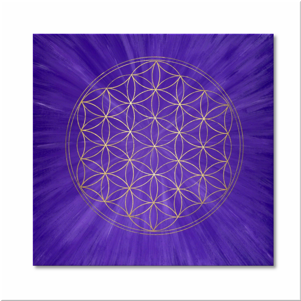 Blume des Lebens Wandbild Gold Intuition ab Größe 30cm x 30cm - Energiebild handgemalt