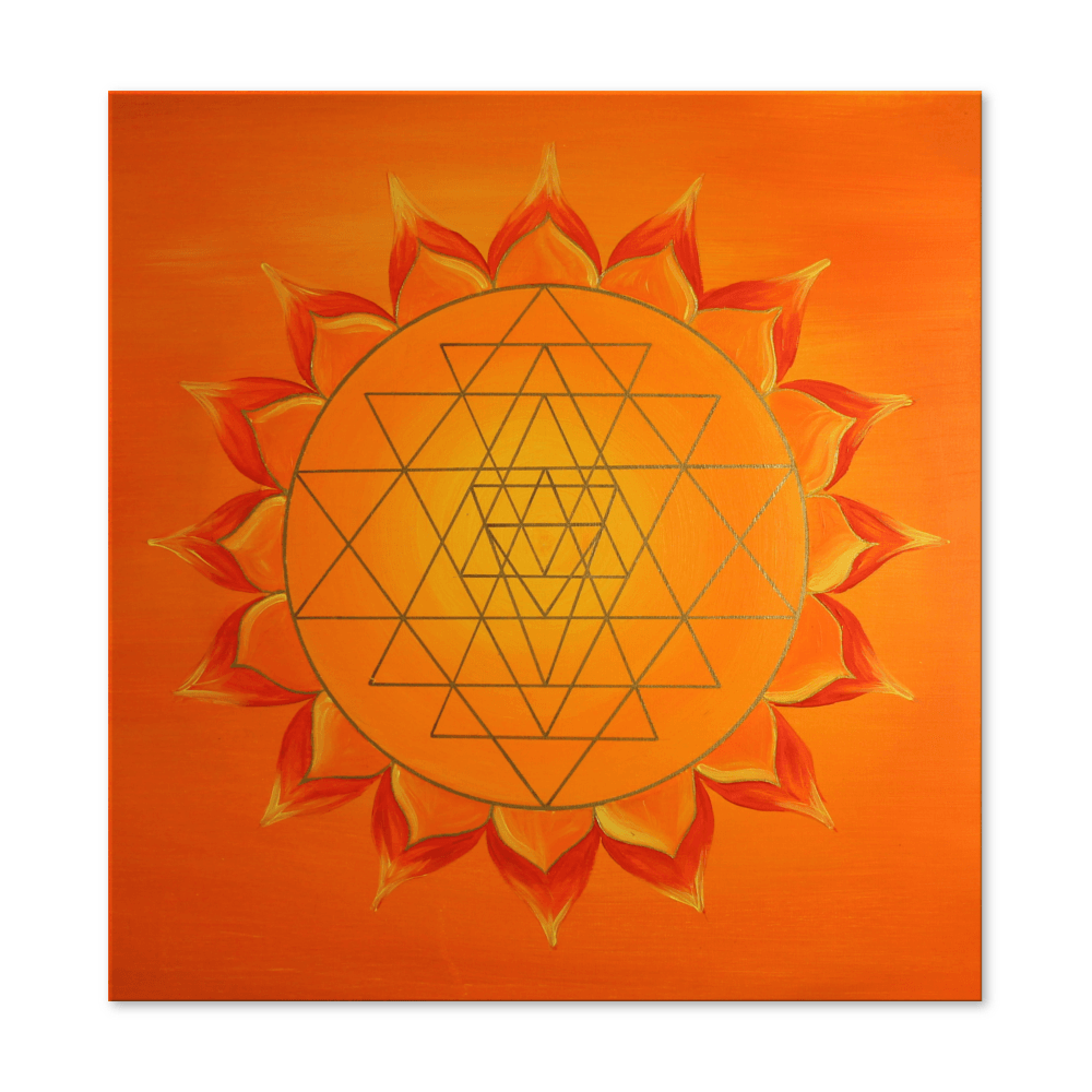 Yoga Yantra Wandbild Sri Yantra ab Größe 60cm - Energiebild handgemalt