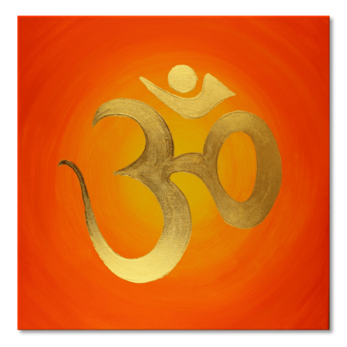 Wandbild Gold OM - 24 Karat Blattgold- handgemalt