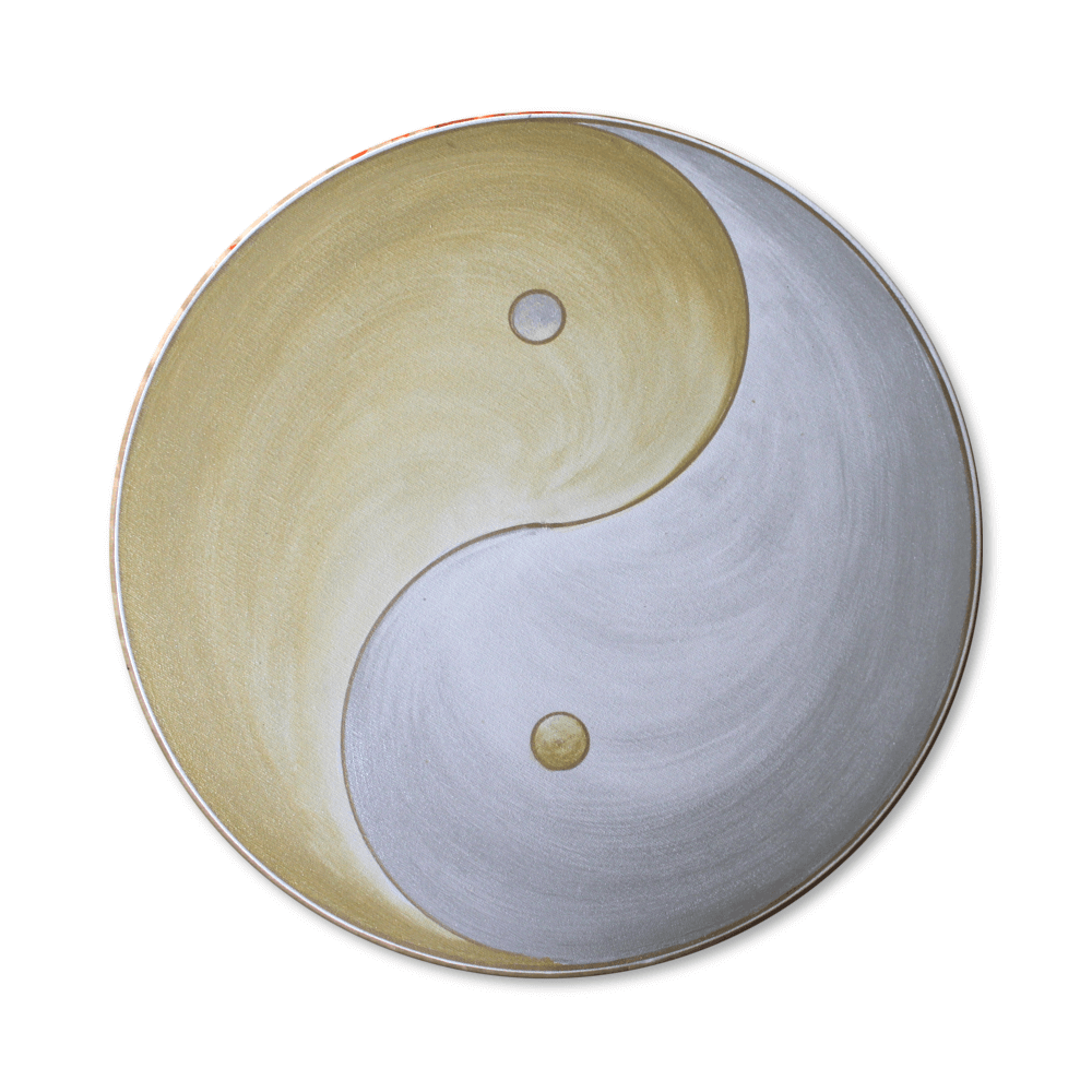 Leinwandbild Ying Yang Silber und Gold ab Größe 50cm - Energiebild handgemalt