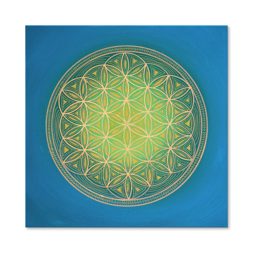 Leinwandbild Blume des Lebens Indian Spirit ab Größe 30cm x 30cm - Energiebild handgemalt