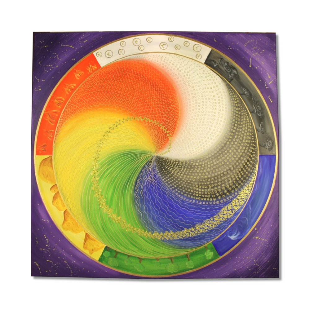 Leinwandbild Mandala Elemente des Lebens ab Größe 50cm x 50cm - Energiebild handgemalt