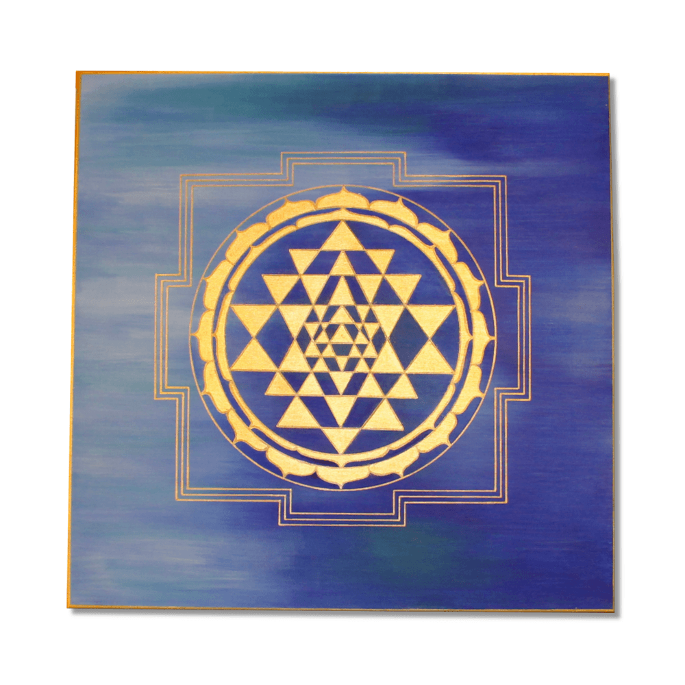Leinwandbild Sri Yantra "Yantra Gold" mit 24 Karat Blattgold ab Größe 60 cm - Energiebild handvergoldet