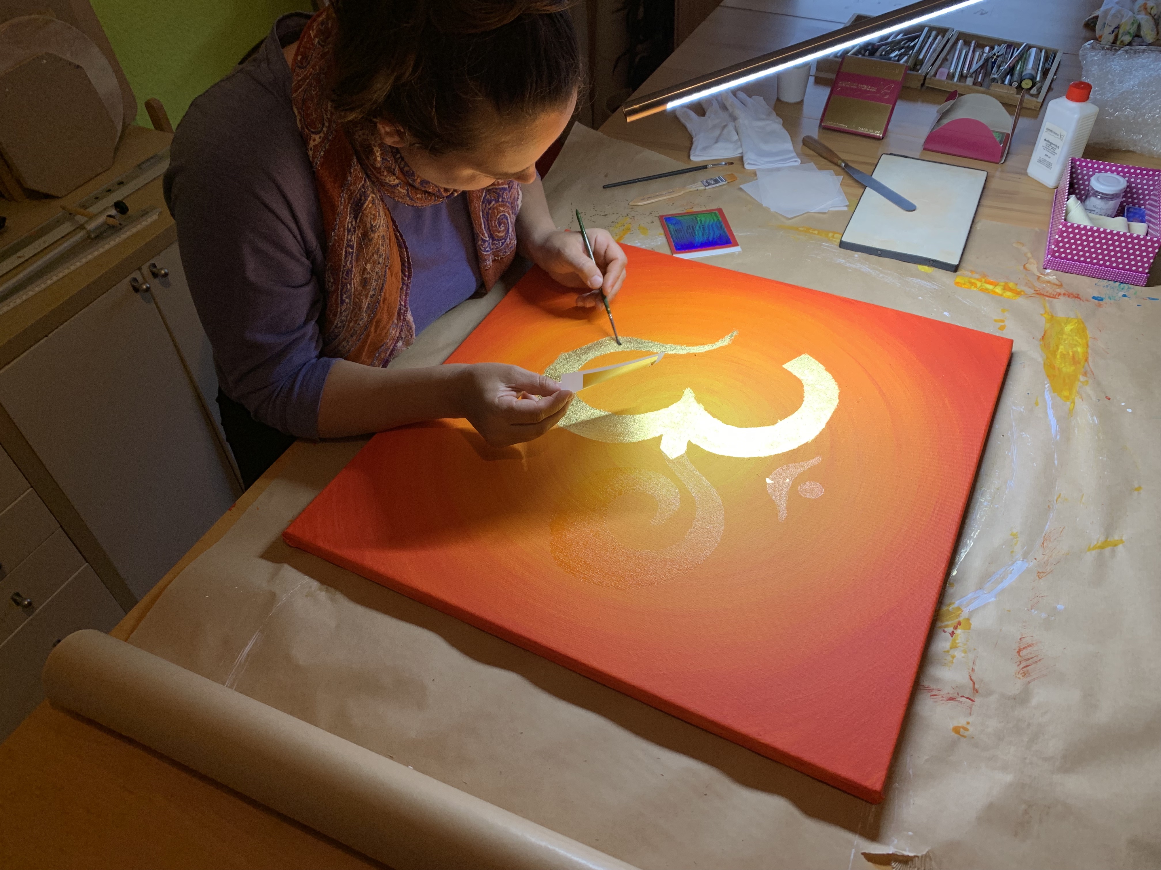OM Wandbild vergolden