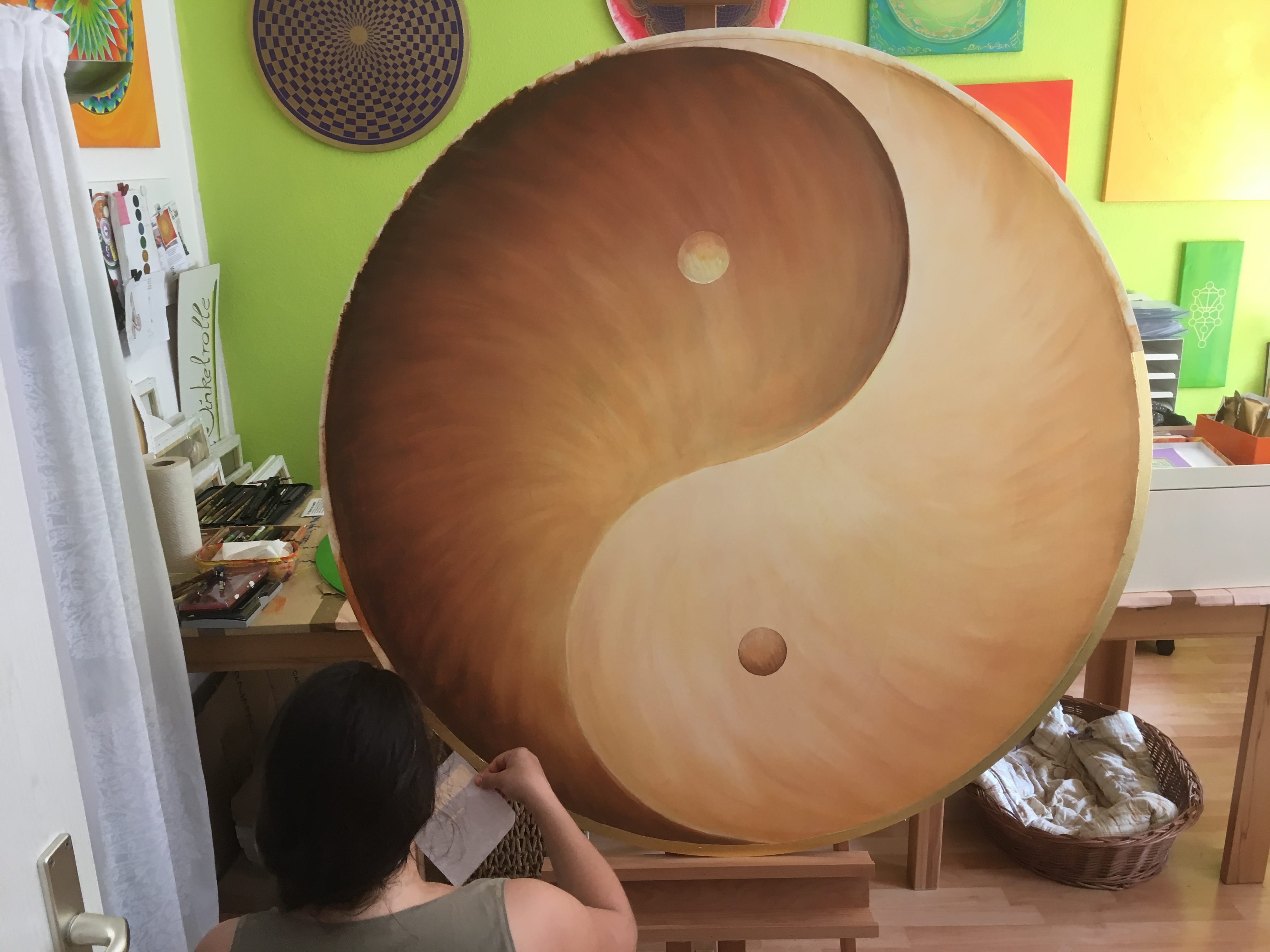 Yin Yang selber malen Acryl Gold Pinsel