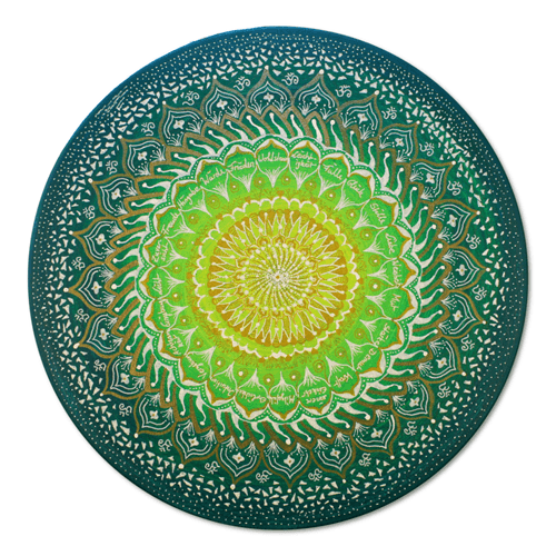 Leinwandbild Mandala Gold Healing mit Kraftworten ab Größe 60cm - Energiebild handgemalt