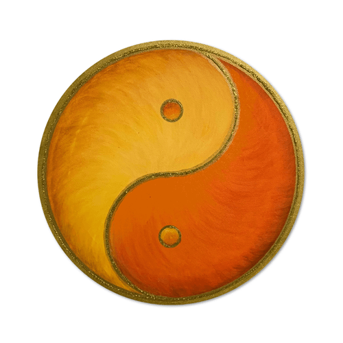 Leinwandbild Yin Yang Gold Sonnenverlauf ab Größe 50cm - Energiebild handgemalt