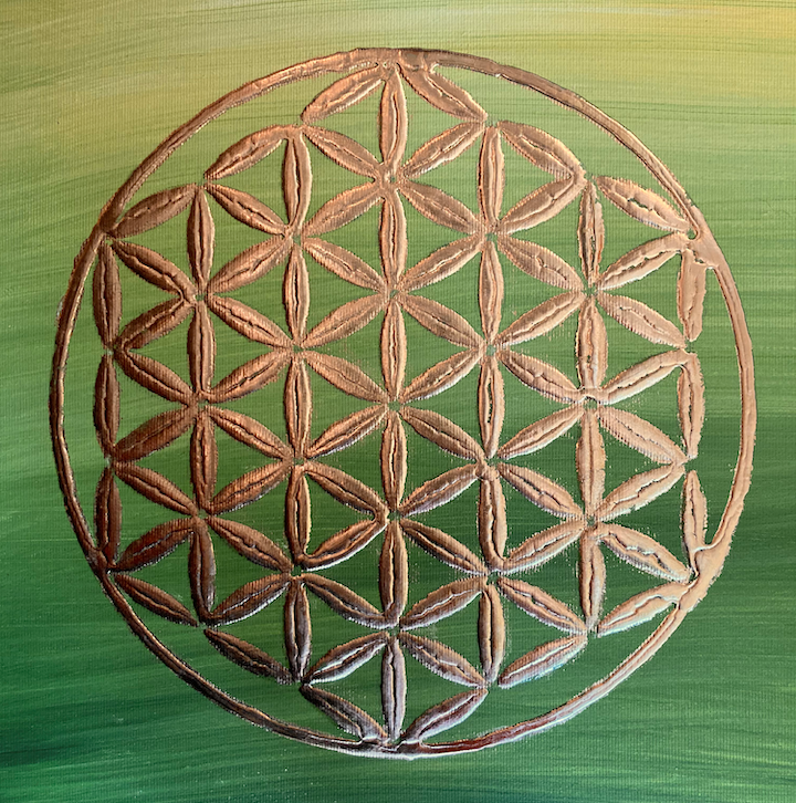 Wandbild Blume des Lebens Golden Dream in 24 Karat Blattgold ab Größe 40cm