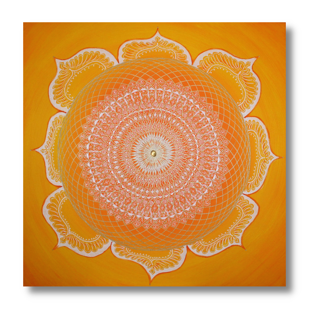 Leinwandbild Mandala Blütenmandala ab Größe 50cm x 50cm - handgemalt