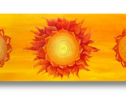Wandbild Power of Symbols 2 Blume des Lebens Spirale Sri Yantra Gold_Frontalbild