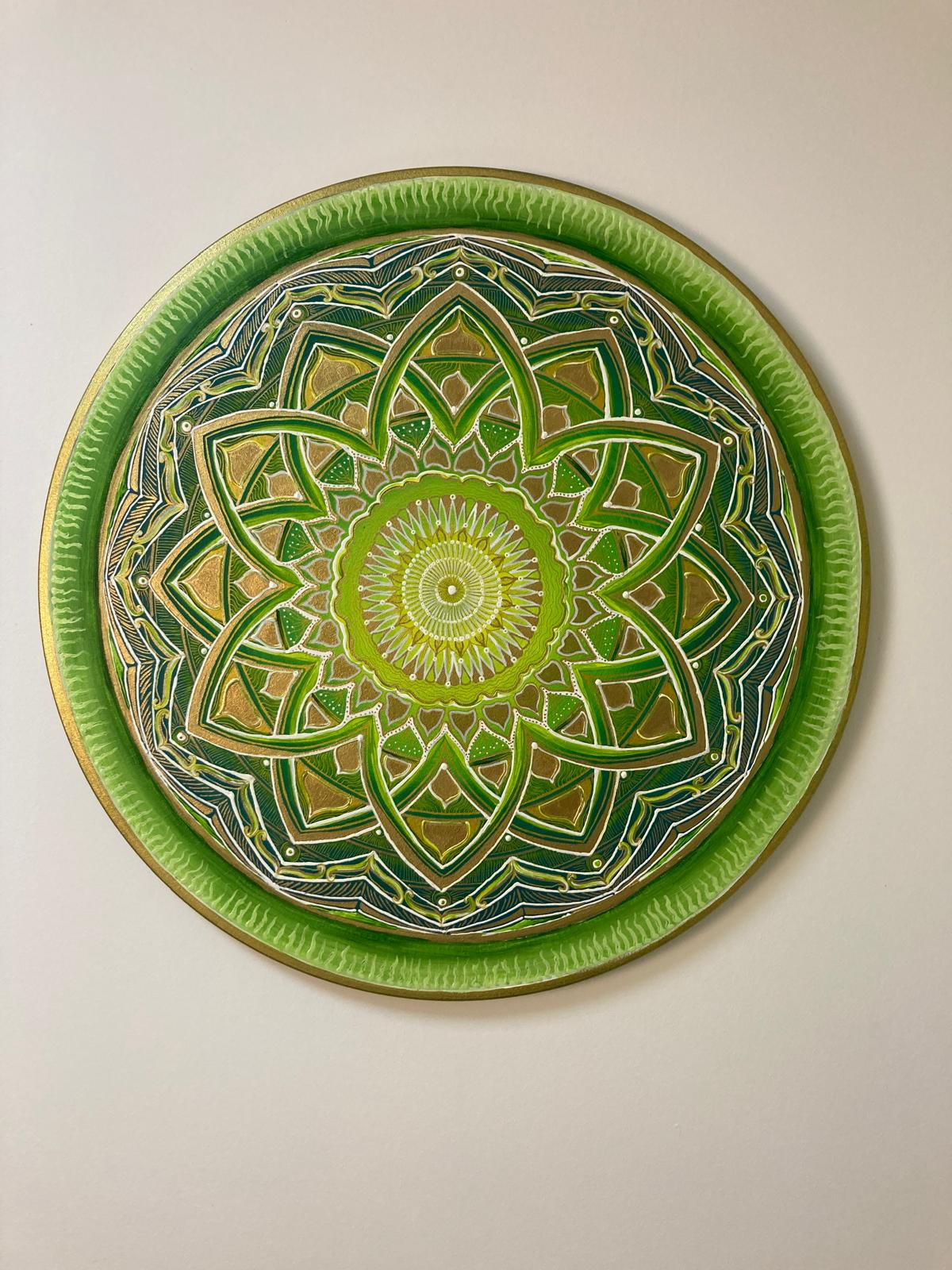 Original - Mandala Gaias Erwachen – Acryl auf Leinwand 80 cm - sofort verfügbar – leuchtende Frühlingsfarben, sanfte Aufbruch-Energie